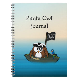Caderno Espiral coruja pirata - festa de aniversário