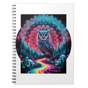 Caderno Espiral Coruja Psicodélica Mandala - Arte Florestal Trippy