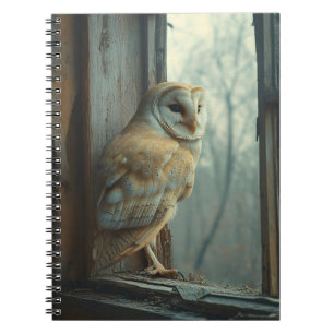 Caderno Espiral Coruja Rústica na Arte da Janela