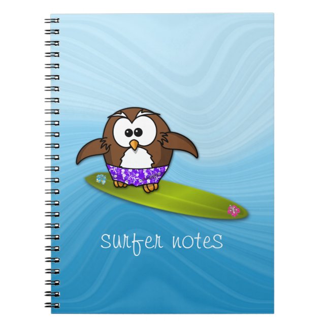 Caderno Espiral coruja surfista (Frente)