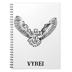 Caderno Espiral Coruja voadora branca e negra