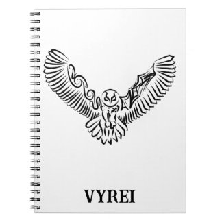 Caderno Espiral Coruja voadora branca e negra