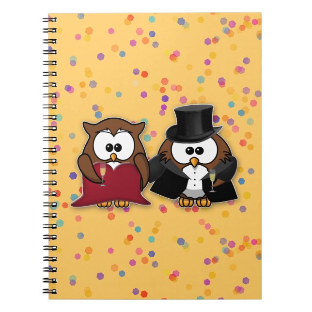 Caderno Espiral corujas de champanhe (Frente)