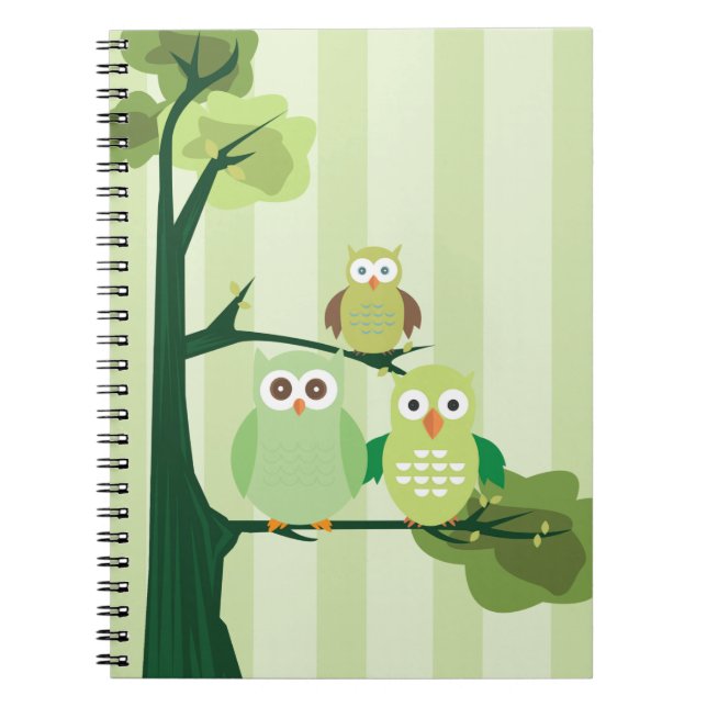 Caderno Espiral Corujas Verdes (Frente)