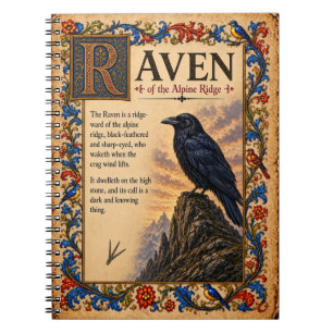 Caderno Espiral Corvo, Arte de Bestiário Medieval