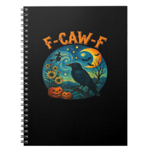 Caderno Espiral Corvo F-Caw-F Engraçado Halloween Gótico Xadrez