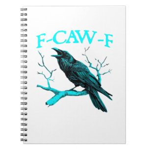 Caderno Espiral Corvo F-Caw-F Pássaro Engraçado Design Retro Criat