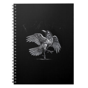 Caderno Espiral Corvo, F-Caw-F Pássaro Engraçado Lua Gótica Humor 