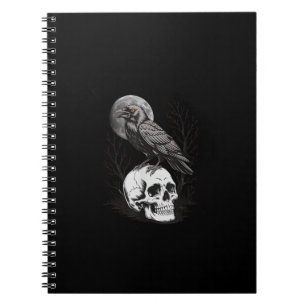 Caderno Espiral Corvo, F-Caw-F Pássaro Engraçado Lua Gótico Humor 