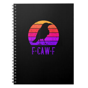 Caderno Espiral Corvo F-Caw-F Pássaro Retro Pôr do Sol Vintage F-C