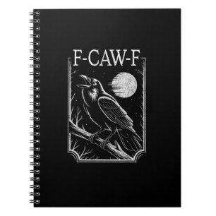 Caderno Espiral Corvo Minimal F-Caw-F – Pássaro Gótico Retrô Diver