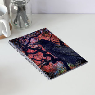 Caderno Espiral Corvo Preto e Bordo Japonês Retorcido