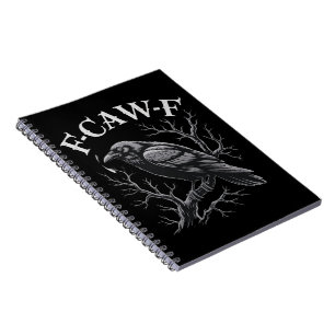 Caderno Espiral Corvo Preto F-Caw-F Preto Engraçado Pássaro Lua Gó