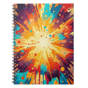 Caderno Espiral Cosmic Burst Abstract Splatter Art