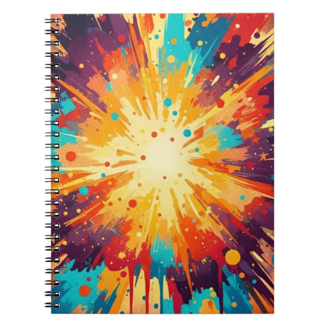 Caderno Espiral Cosmic Burst Abstract Splatter Art (Frente)