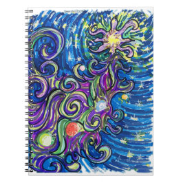 Caderno Espiral Cosmic Christmas Tree