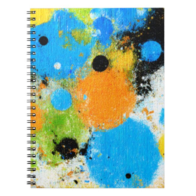Caderno Espiral Cosmic Chromatic Splatter: Abstract Orbit (Frente)