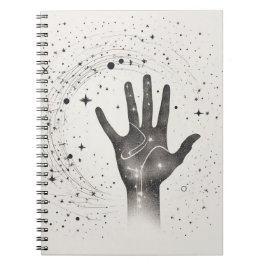 Caderno Espiral Cosmic Hand in Starry Galaxy – Surreal Spiritual S