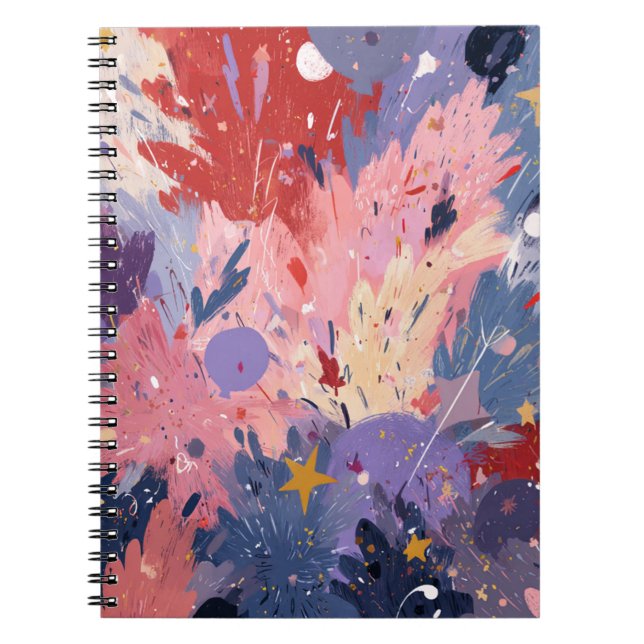 Caderno Espiral Cosmic Party Abstract Explosion (Frente)