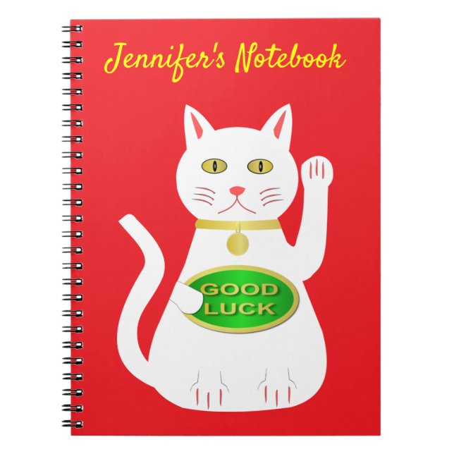 Caderno Espiral Costume De Gato De Sorte Oriental (Frente)