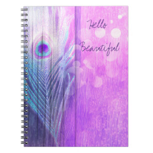Caderno Espiral Costume Glam chique cor-de-rosa & azul da pena do