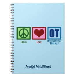 Caderno Espiral Costume OT da terapia ocupacional do amor da paz