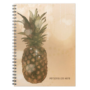 Caderno Espiral Costume tropical elegante do abacaxi dourado Glam