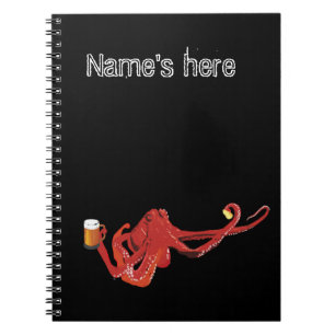 Caderno Espiral Costume vermelho do amante da cerveja do polvo