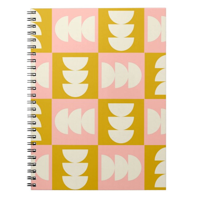 Caderno Espiral costureira geométrica do meio século moderno e ret (Frente)