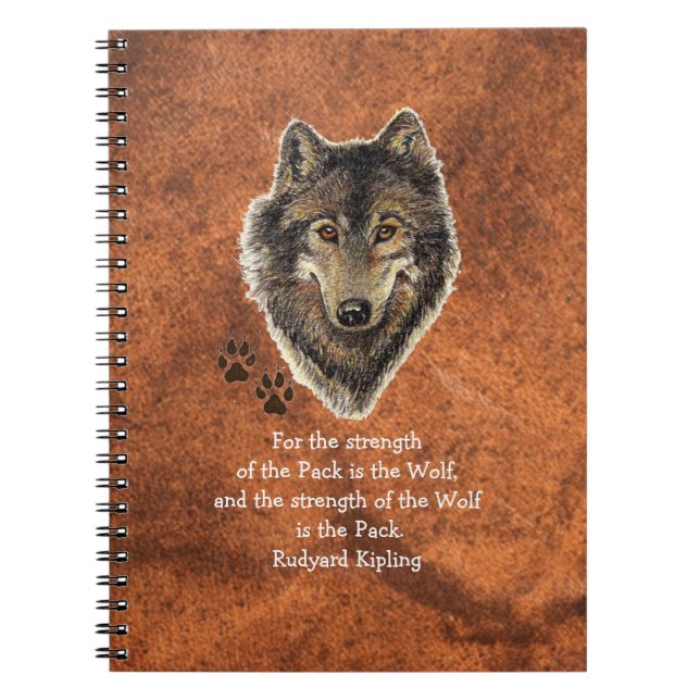 Caderno Espiral Cota Animal da Família Watercolor Wolf & Tracks (Frente)