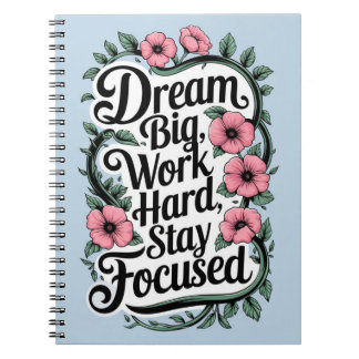 Caderno Espiral Cota Motivacional e Decoração Floral