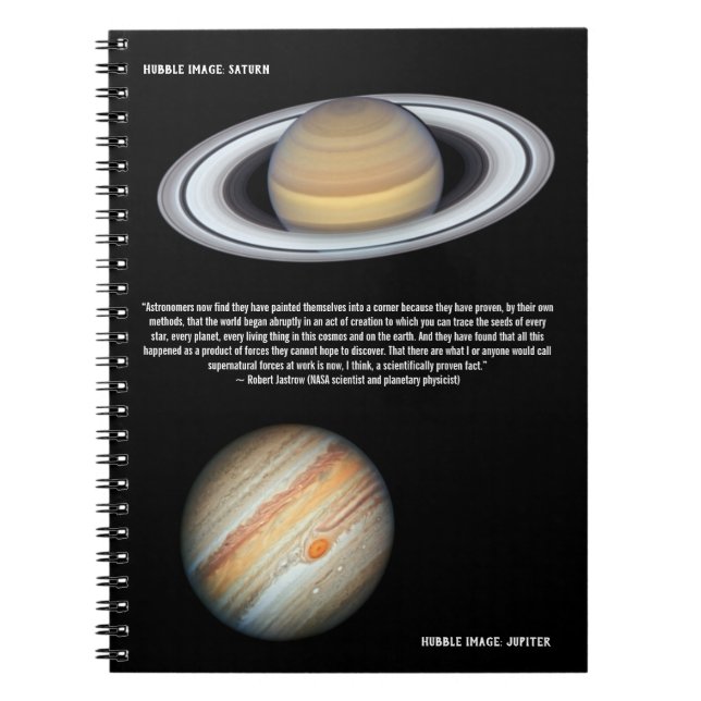 Caderno Espiral Cotação Hubble Júpiter e Saturno Cientista (Frente)