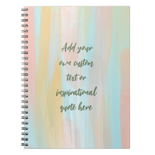 Caderno Espiral Cotação Motivacional de Cores Aquáticas de Pastel 