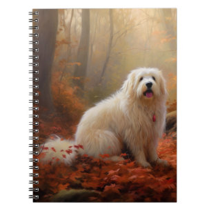 Caderno Espiral Coton De Tulear nas Folhas de Outono Caem Inspiram