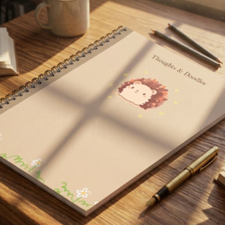 Caderno Espiral Cottagecore Cuteouriço Notas de Folhas de Outono