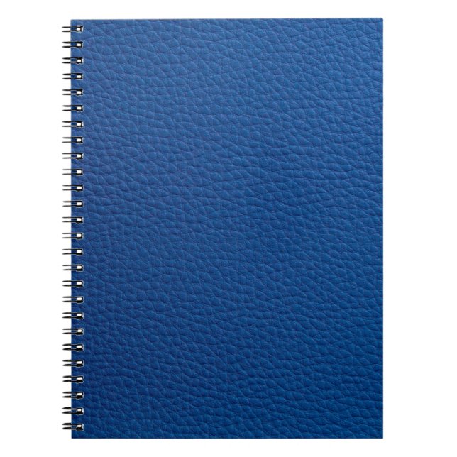 Caderno Espiral Couro azul artificial. Textura falsa em couro (Frente)