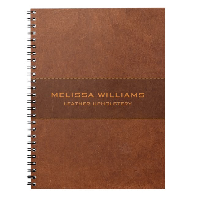 Caderno Espiral Couro Castanho com Efeito das Pontas (Frente)