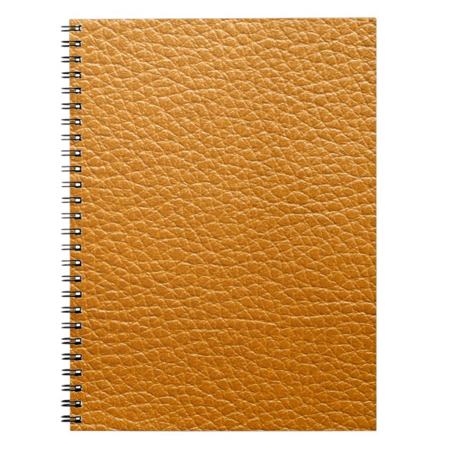 Caderno Espiral Couro Castanho, Fundo De Textura Fechada. (Frente)