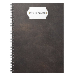 Caderno Espiral Couro cinza
