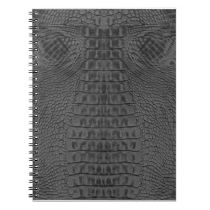Caderno Espiral Couro-crocodilo preto