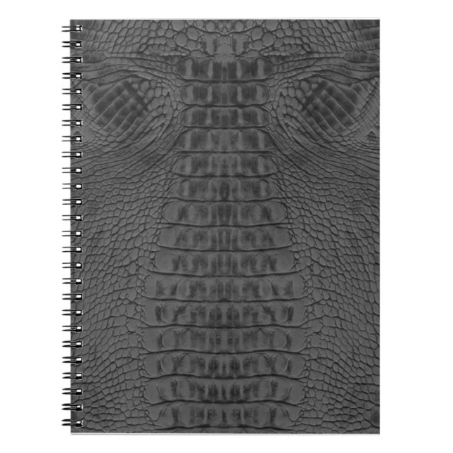 Caderno Espiral Couro-crocodilo preto (Frente)