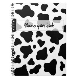 Caderno Espiral Couro de vaca preto e branco rústico moderno da fa