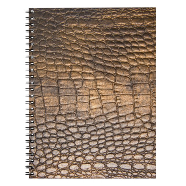 Caderno Espiral Couro rocodilo. O fundo de Couro Castanho e o (Frente)