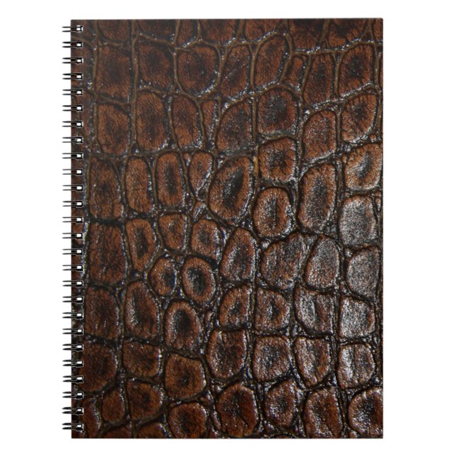 Caderno Espiral couro selvagem do jacaré do marrom do crocodilo do (Frente)