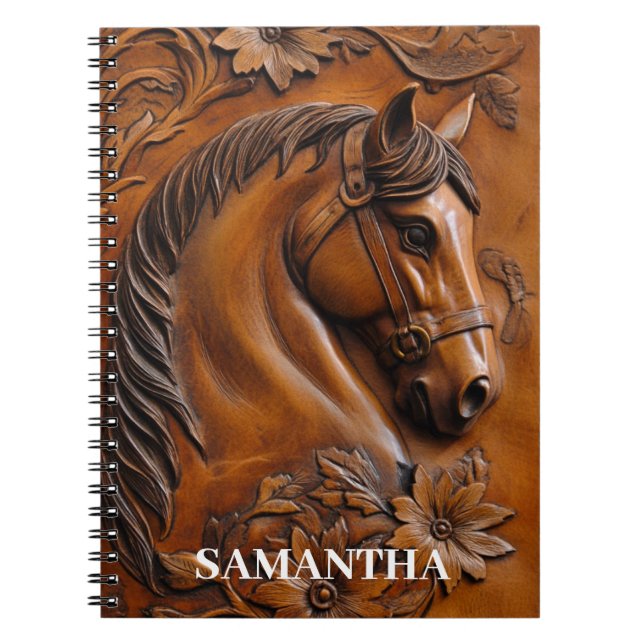 Caderno Espiral Couro Sintético Personalizado Para Cavalo (Frente)