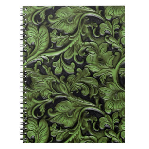 Caderno Espiral Couro verde-dotado de salva-vidas