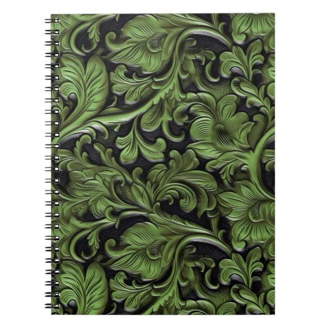 Caderno Espiral Couro verde-dotado de salva-vidas (Frente)