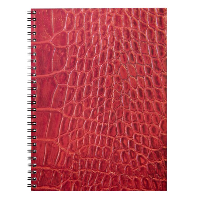Caderno Espiral Couro vermelho do jacaré do falso (Frente)
