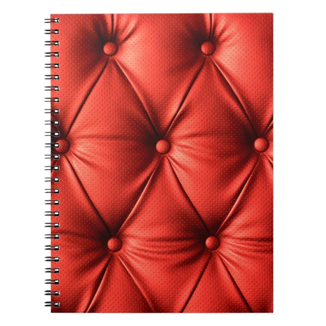 Caderno Espiral Couro vermelho, textura (Frente)