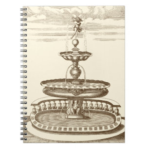 Caderno Espiral Courtyard Fountain com Cherub Ornamental